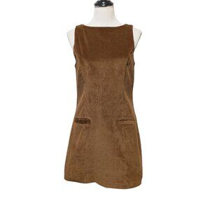 Camila Coelho Womens Size 6 Brown Stretch Corduroy Sleeveless Lined Short Dress